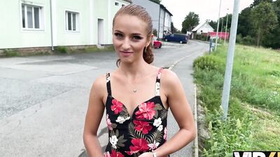 VIP4K. Pretty village girl was carrying some plums to her grandma and showed pussy to a stranger