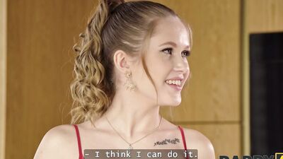DADDY4K. Slutty GF is sucking a cock and then stripteasing for another in one room