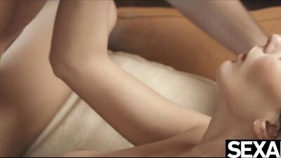Busty beauty's big natural tits bounce as she rides lover