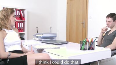 He could NOT get an erection so Alexis Crystal had to MAKE HERSELF CUM - Female Agent