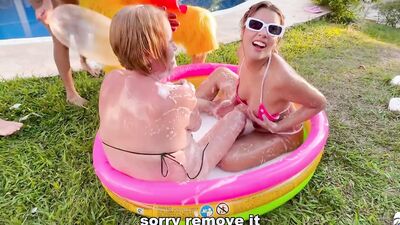 Frisby's chicken organizes fight between ALIX VLOGS and LARA ROSS to see who will fuck his fat cock