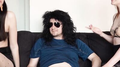 Both the wife and the therapist laugh at the sight of his tiny dick