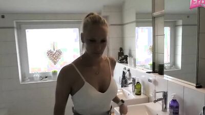 Hot blonde wife fucks with her house boyfriend