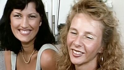 Two hot German bitches sucks big dick and share sperm