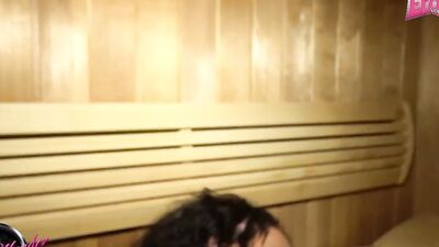 Hot German Latina fucks with a stranger in the sauna