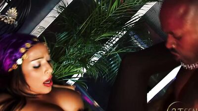 Busty Costumed Slut Destroyed in Interracial Fuck