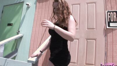 Fiery Redhead Bares Her Big Real Juggs Around Town