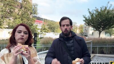 HUNT4K. Poor redhead slut with nice curves and pussy is fucking for scientific progress