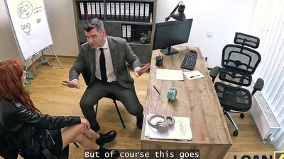 LOAN4K. Fucking my horny goth client in the bank