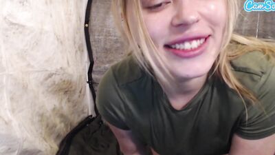 Blonde Horny Female Solider Fucks Herself On Cam