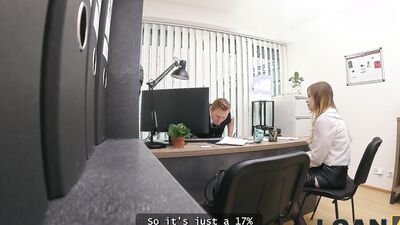 LOAN4K. Czech girl with huge boobs is sucking clerk’s big cock in his office