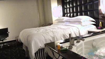 POV - You watch Norah Nova in the hottub as she sucks your cock before heading to the bed
