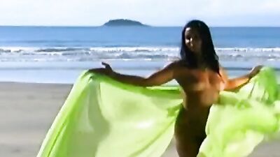 Ju Pantera masturbates alone on the Fantasy Island beach