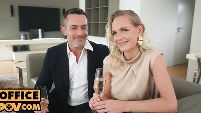 Horny hardcore threesome with blonde busty MILF Nina Heels