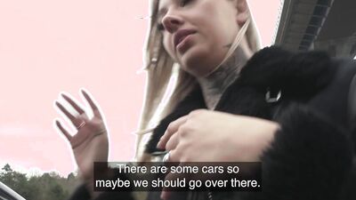 Public Agent Hitchhiker fucked outdoors and indoors in FISHNET body suit