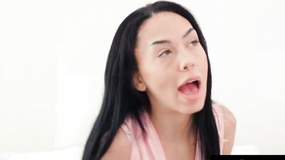 OnlyTeenBlowjobs - Brunette Babe Sucks Older Man's Cock Before Going On Trip