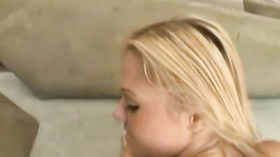 Slutty blonde Arianna Armani sucks and drinks hot cum
