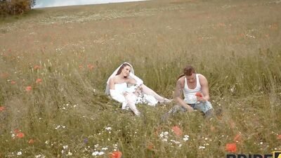 BRIDE4K. She ran away from her fiancé to fuck a stranger shepherd outdoors