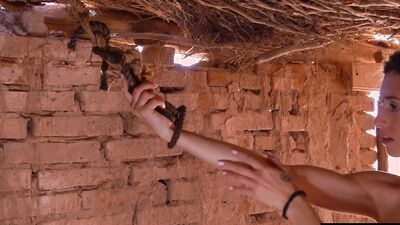Watch stunning blonde hiker masturbate in a derelict building