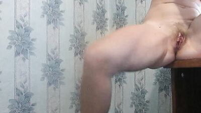 Fucking bitch squirts from zucchini and bottle fucking