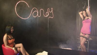 Lesbian Strippers In Fishnets Eat Out Each Other's Shaved Pussies- Skankery