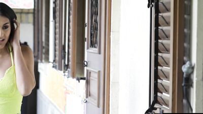 Cute girl masturbates over fantasy of licking neighbor's pussy