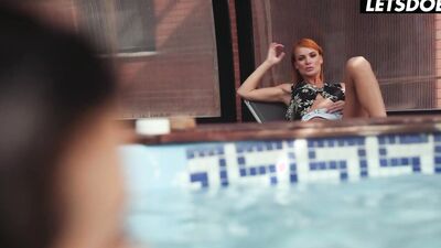 BFFS Have The Best Lesbian Threeway By The Pool Full Scene