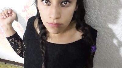 POV Wednesday is doing a great sloppy blowjob with huge facial