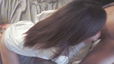 18 year old babe teases, Sucks big cock and gives in tight wet pussy