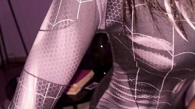 STEPSISTER DRESSED AS SPIDERGIRL WANTS ME TO LEAVE HER PUSSY FULL OF CUM