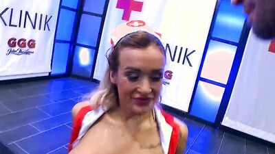 Ian Scott, Daisy Lee & Luca Ferrero in a wild threesome with busty blonde Nurse Babe