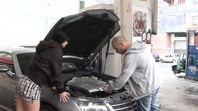 Angel Pink gets her pussy destroyed by Christian Clay's big cock at the gas station