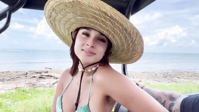 Abella Olsen, the gorgeous Colombian babe, gets pounded in the island by tourist!