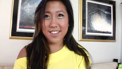 BBC makes Brannon Rhodes flash her tattoos & eat out her small tits in hot casting action