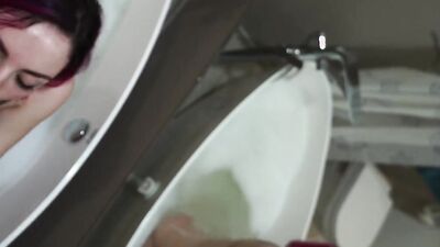 Redhead beauty slurps on hard pecker in POV homemade video