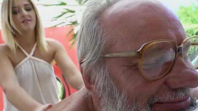 Watch Aria Logan's oiled up pussy get pounded by her grandpa and sprayed with cum
