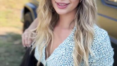 Busty blonde Tru Kait enjoys a wild titty fuck & cum on tits on a picnic in paradise