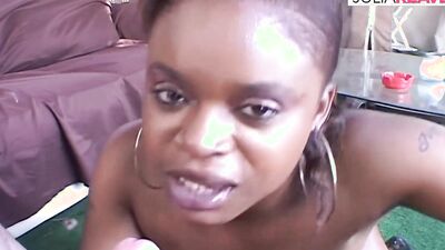 Nyeema Knoxxx sucks and fucks a massive ebony rod, then takes a cumshot in her mouth