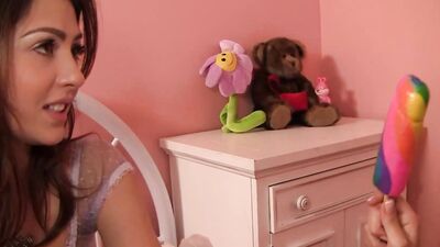Sophia Grace & Cassie Laine share a pink bedroom & cum in interracial POV action