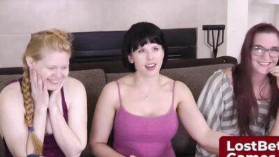 Amber Chase strips down & teases with a strap-on in hot threesome action
