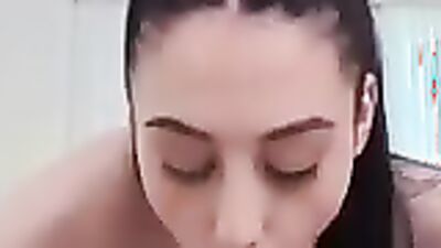Brunette neighbor gets her pussy filled with creampie by a big-dicked stud