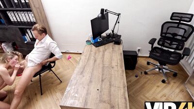 Lily Blossom seduces loan officer & gets drilled in the office