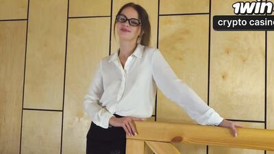 Watch as SWife Katy gets her high heels and stockings creamed by her boss's big dick in this amateur cuckold video.