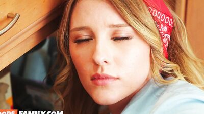 Melody Marks rides her stepdad's hard cock in doggy-style & sucks him dry - OopsFamily