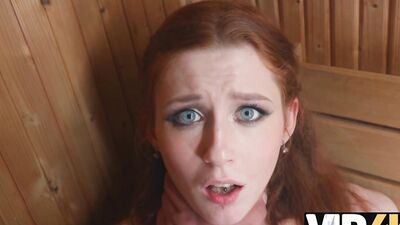 Cherry Crush gets her tight pussy warm up with a sauna POV experience