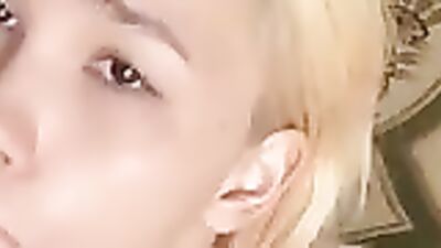 Blonde Asian babe has multiple orgasms while masturbating with dildo and handjob