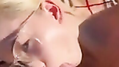 Busty blonde Asian goes up the mountains for a rough POV fuck with a natural tits bounce