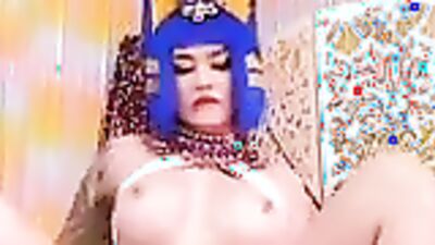 Purple Bitch in cosplay takes it in the ass and gets a messy creampie