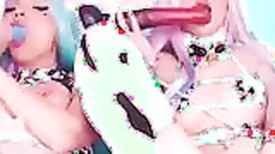 Purple Bitch gets her tight pussy drilled by massive dildos in the pool