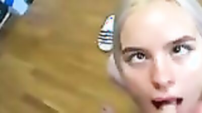 Ahegao's deepthroat and tied hands make him cum hard in her throat - Tied Hands & Stuffing